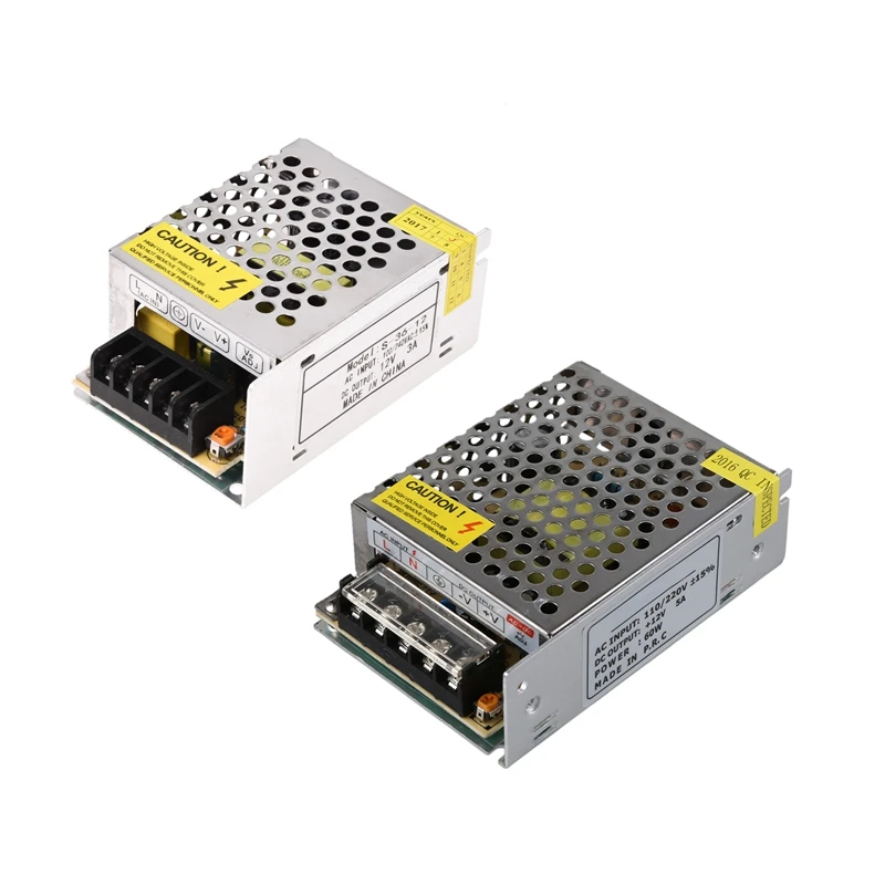 

2Pcs Driver Power Supply LED Transformer DC 12V By Band Light Lamp - 60W 5a & 36W 3A