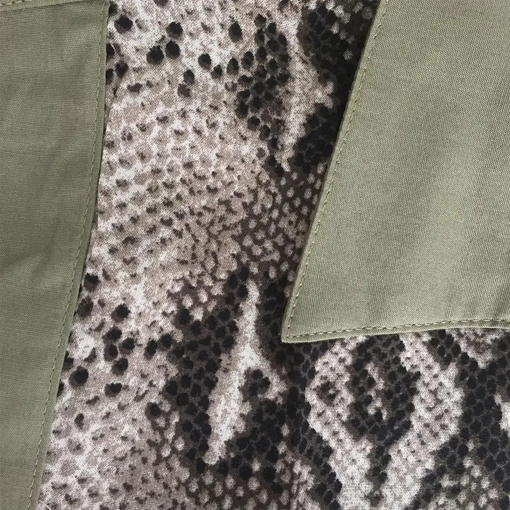 Принт змеиной кожи блузка армейский зеленый Винтаж короткий рукав Chemise Homme Мужская Кнопка Вниз Повседневная стильная рубашка