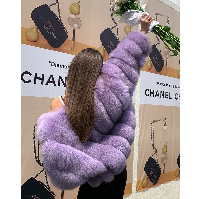 High Quality Genuine Fox Fur Coat Whole Skin 2022 Autumn and Winter New  Light Purple Fox Fur Jacket Natural Woman Outwear Luxury - AliExpress