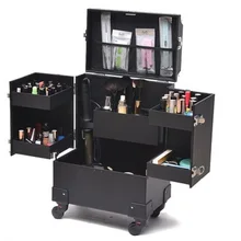 24 дюйма ПВХ косметический чехол профессии костюм чехол жесткий корпус на колесиках коробка ногтей Красота Чемодан высокой емкости для визажиста
