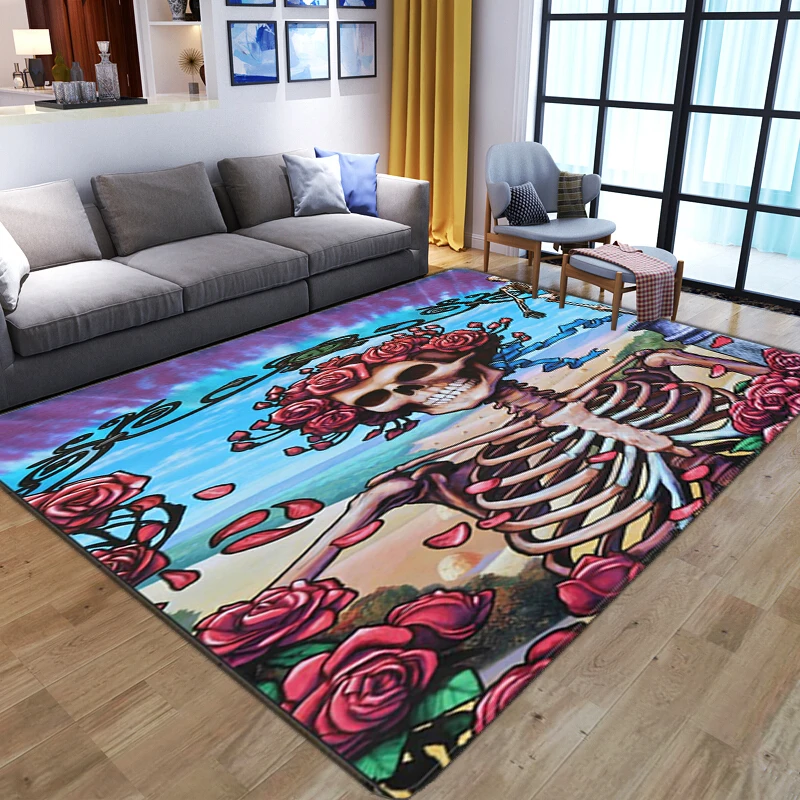 New 3d Skull Printed Carpets For Living Room Bedroom Area Rug Soft
