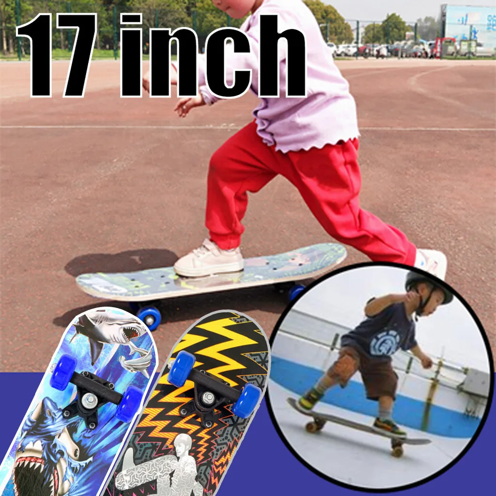 kids Skateboarder Children Skateboard Kid Scooter Longboard Pulley Wheel 17 inch Skateboard for children Gifts #0604g30