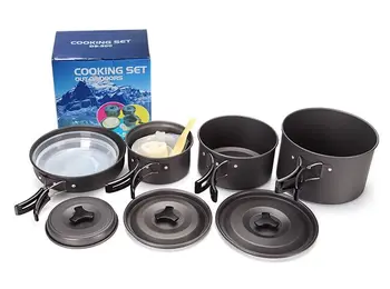 

Outdoor Camping Cookware Set Marching Ultralight Tableware Cooking Stove Kit Travel Pan Hiking Picnic Camping Tools 4-5Person