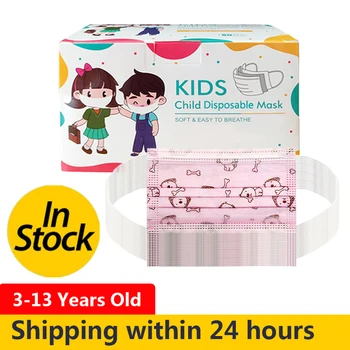 

Fast Delivery 20-100pcs Mask Child Cartoon Animal Disposable Mask Safety Comfortable Breathable Non-Woven Meltblown Face Mask