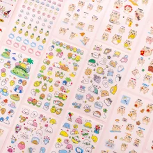 

6PCS/Set Cartoon Animal Small Fresh Sticker DIY Hand Account Decals Cute Girl Heart Handwork Material Mobile Phone Decoration