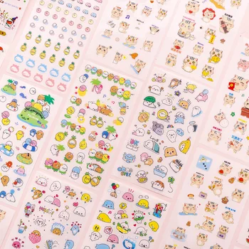 

6PCS/Set Cartoon Animal Small Fresh Sticker DIY Hand Account Decals Cute Girl Heart Handwork Material Mobile Phone Decoration