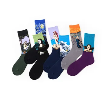 

Autumn Winter Ancient Literature Abstract Oil Painting Socks Statue Of Liberty Mona Lisa Happy Stockings