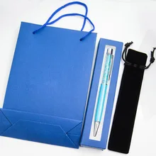 Роскошная кристальная ручка с коробкой для ручек и сумочкой, бархатный мешочек, Свадебная подарочная ручка с гравировкой логотипа