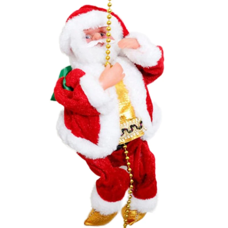 Прекрасный музыкальный Рождественский Санта-Клаус, электрическая подвесная лестница, украшение для рождественской елки, забавные новогодние подарки для детей w