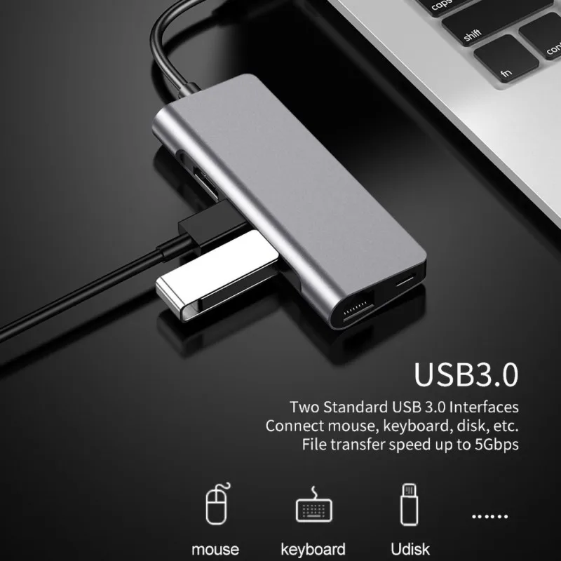 Высококачественный Профессиональный 7 в 1 type C к HDMI концентратор DP конвертер интерфейсный адаптер