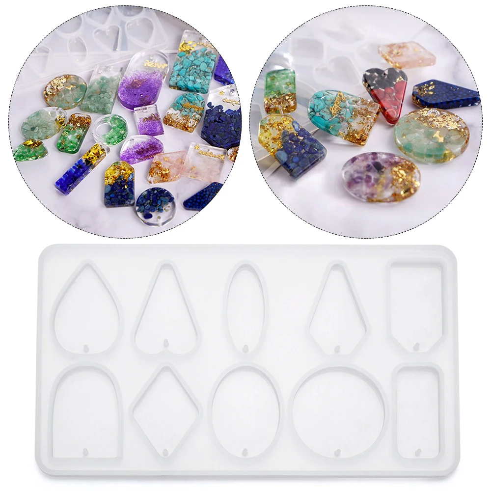 Oval Heart Round Earring Charms Necklace Pendant Epoxy Resin Molds for jewelry Making Transparent Silicone Mold Accessories | Дом и сад