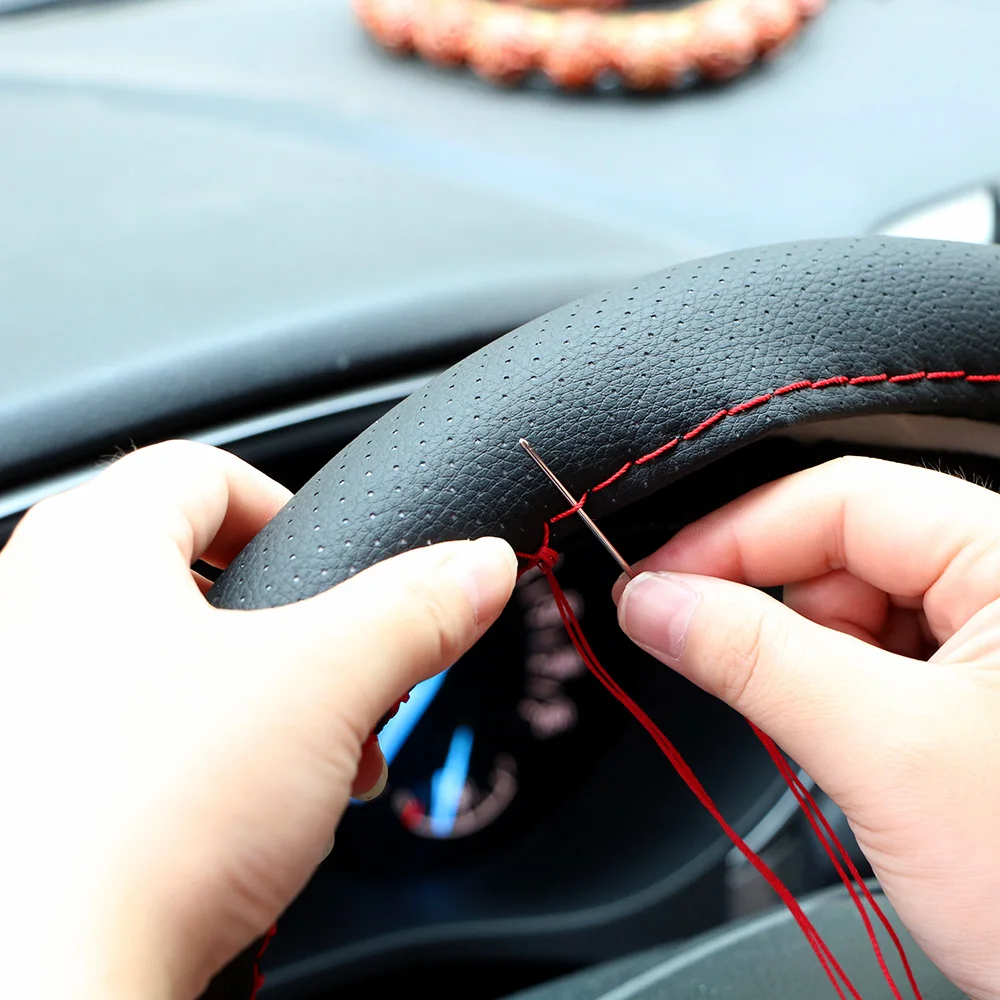 1pc Car Steering Wheel Cover Genuine Leather Hand Stitching For Fiat Vw Polo Golf Mk4 4 5 6 Mk7