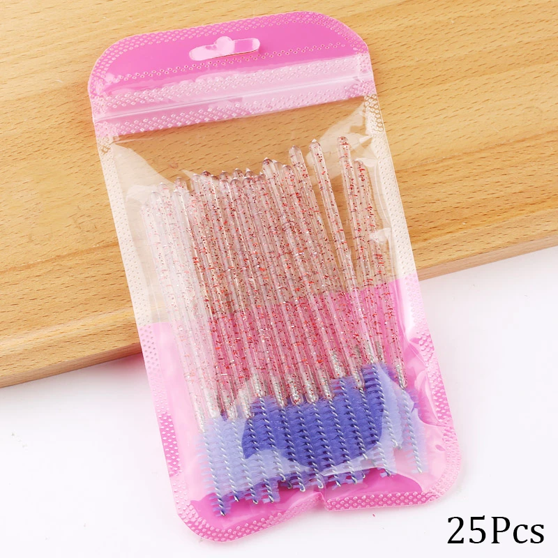 B-Purple-25pcs 50 шт. одноразовый Кристалл щеточки с тушью для ресниц палочки Аппликатор Прививка ресниц Керлинг гребень Красота Макияж инструмент - Handle Color: B-Purple-25pcs