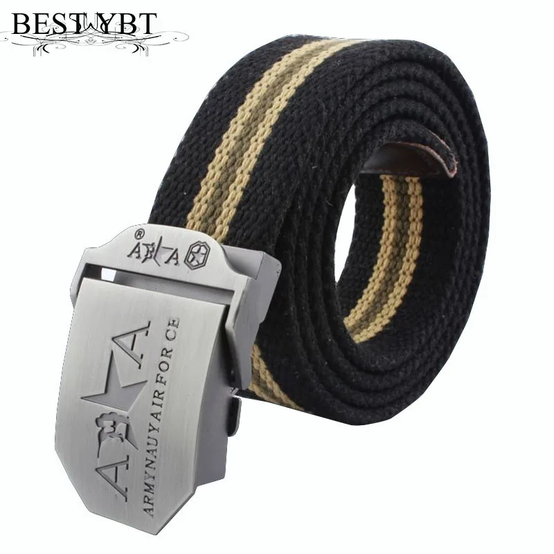 

Best YBT Men Canvas Belt Alloy Automatic Buckle Belt Hot Outdoor Thickening Casual Weave Double A High Quality Cowboy Belts