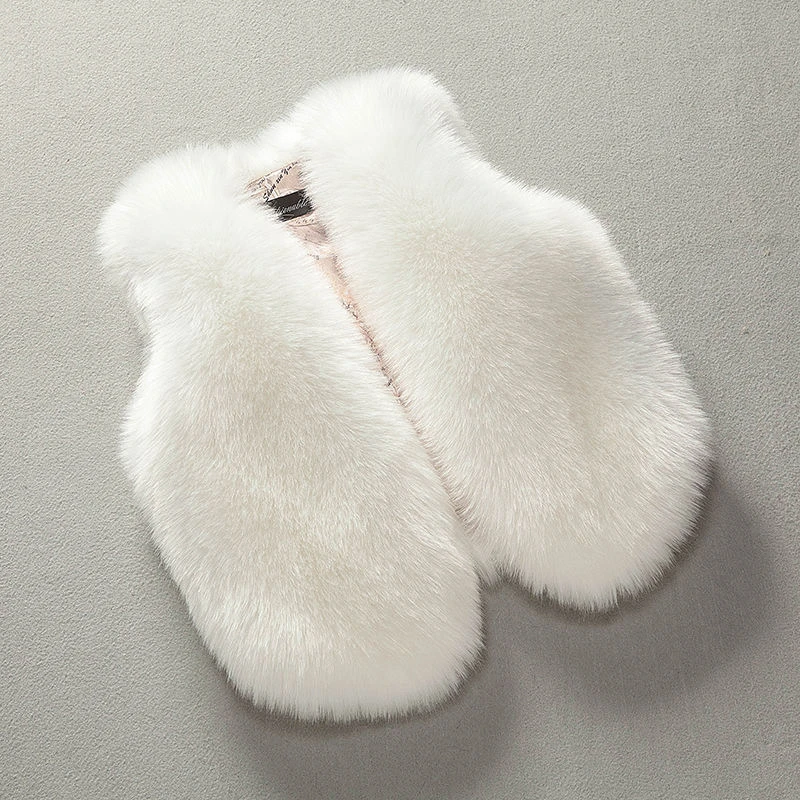 long fur white Г. Детский меховой жилет для девочек осенне-зимний модный толстый теплый разноцветный жилет Детская верхняя одежда с имитацией лисы для маленьких девочек - Цвет: long fur white