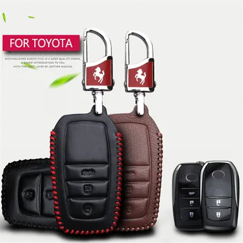 

Leather Car Key Case Cover For Toyota Chr Camry Rav4 Corolla Aqua Prado Land Cruiser 200 Fortuner Tundra Aygo Highlander Key Fob