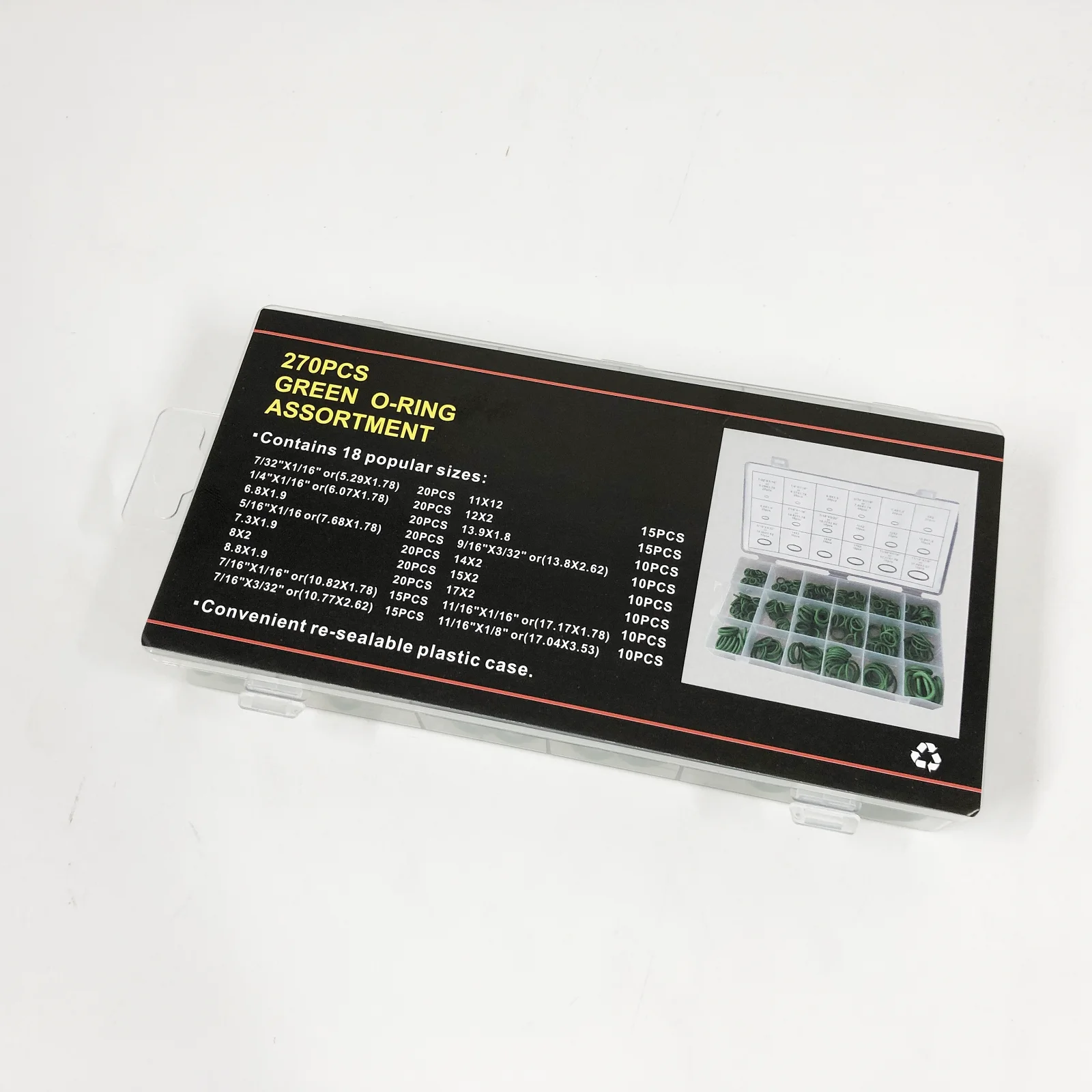 270Pcs 18Sizes AC A/C System O-Ring Gasket Seals Washer Rapid Seal Repair Kit Rubber O-Ring Kit Auto Car Air conditoner