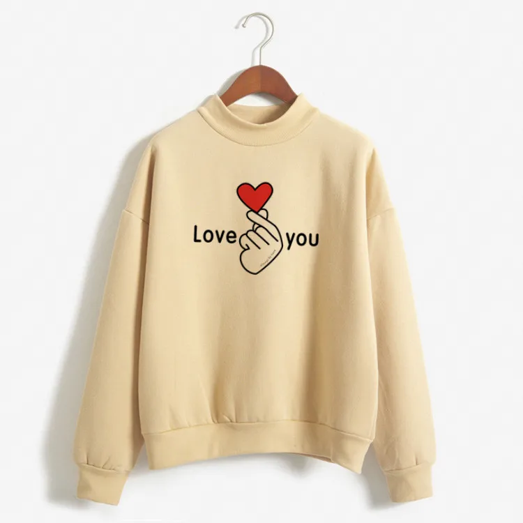 Милые толстовки с капюшоном принтом LOVE YOU для девочек базовый Повседневный