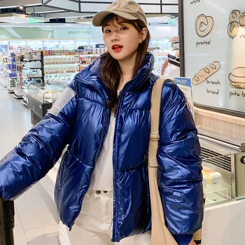 

2019 New Arrival Fashion Women Winter Glossy Parka Warm Thicken Ladies Coat Short Stand Collar Coats Parka Womens Jackets