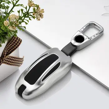

Key Case Leather Cord Key Chain Aluminum Alloy All-inclusive Car Key Case Cover For Tesla Model 3 Model S Model X