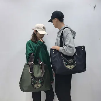 

Women Sequins Fashion Portable Travel Bags Large Capacity Training Luggage Animal Pattern Bag Green Black Weekend Duffel Bag