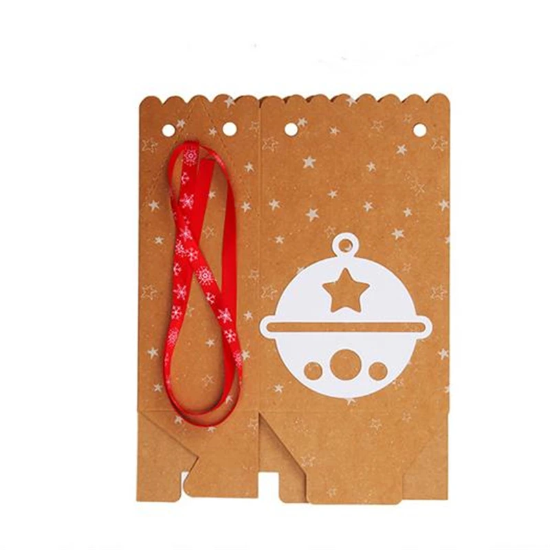 Большой крафт-бумаги Белл снежинки конфеты подарочные пакеты с биркой Счастливого Рождества упаковочные коробки для гостей