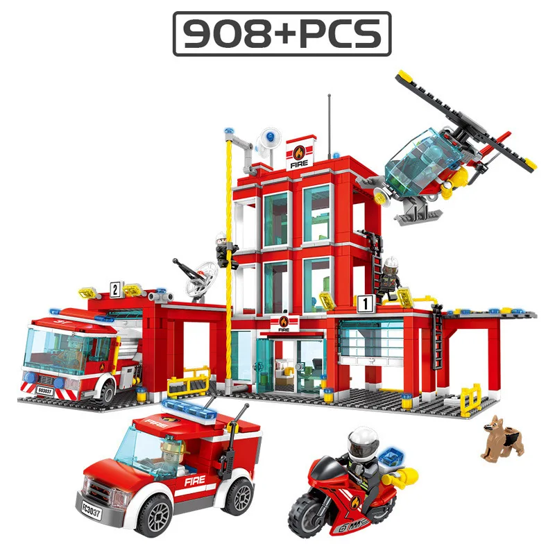 603034building blocks fire station truck aircraft ship small particles assembled educational children's toys |