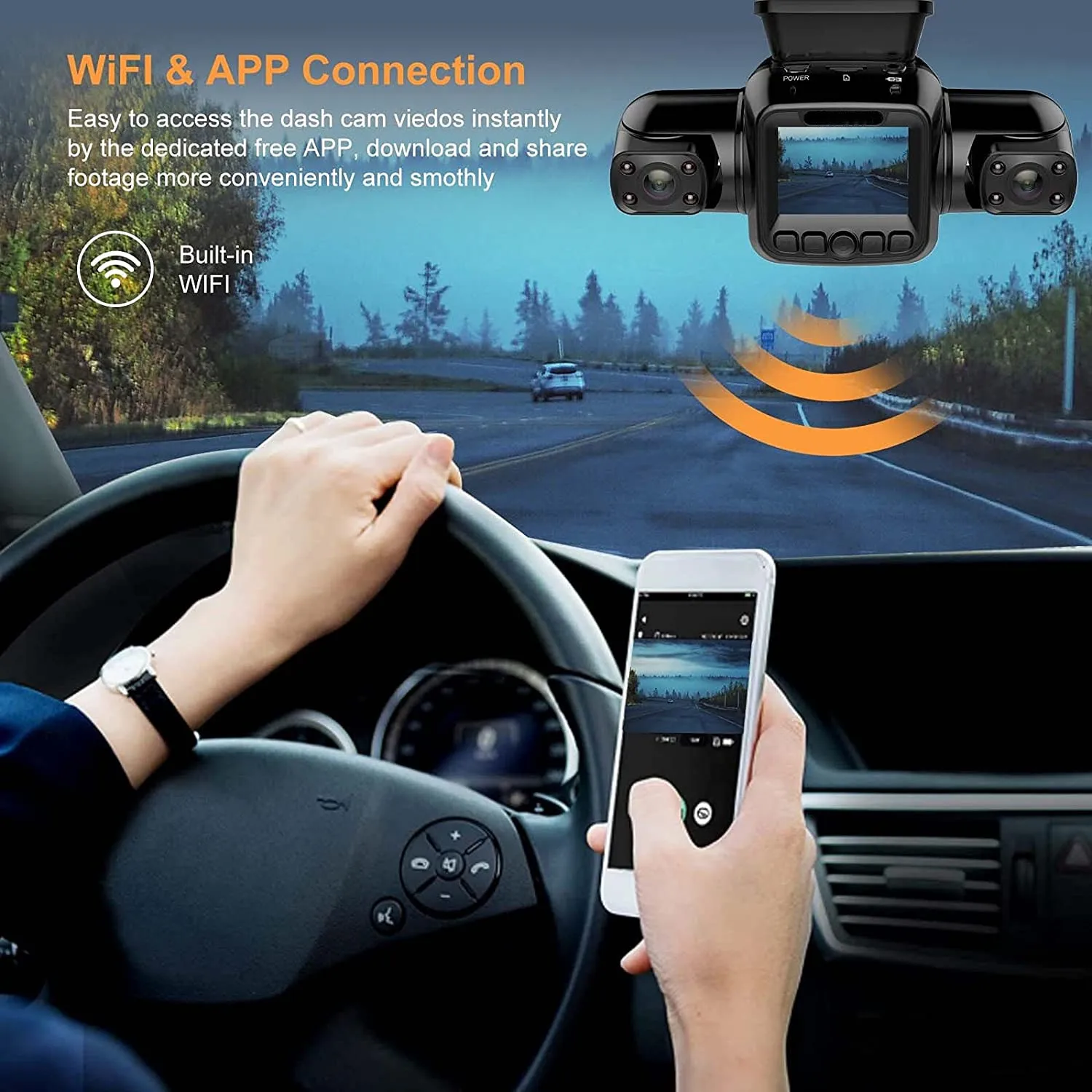 4 CH 360 Dash Cam FHD 4*1080P Video Recorder WiFi/GPS 8 Infrared Night Vision 24 Hours Parking Monitoring Vehicle DVR Max 256GB