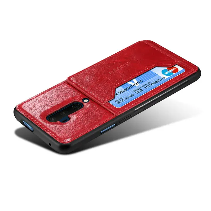 Чехол для Oneplus 7 T Pro, задняя крышка, чехол для Oneplus 7 T, роскошный кожаный чехол со слотом для карт для One Plus 7 T T7 Pro, бампер Oneplus7 Pro7T - Цвет: Красный