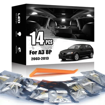 

KAMMURI 12Pcs White Canbus led Car interior lights Package Kit For Audi A3 S3 8P Sportback 2003-2013 LED interior light Kit