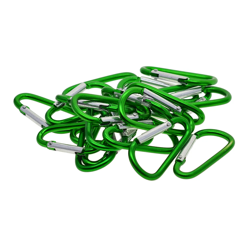 

20x D Shape Carabiner Clip Snap Key Ring Keychain Camping Hiking Hook Green