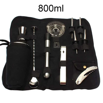 

12pcs Portable Cocktail Shaker Set Bar Tools Stainless Steel Beginner Polishing With Spoon Bartender Browser Ice Tong Home Party