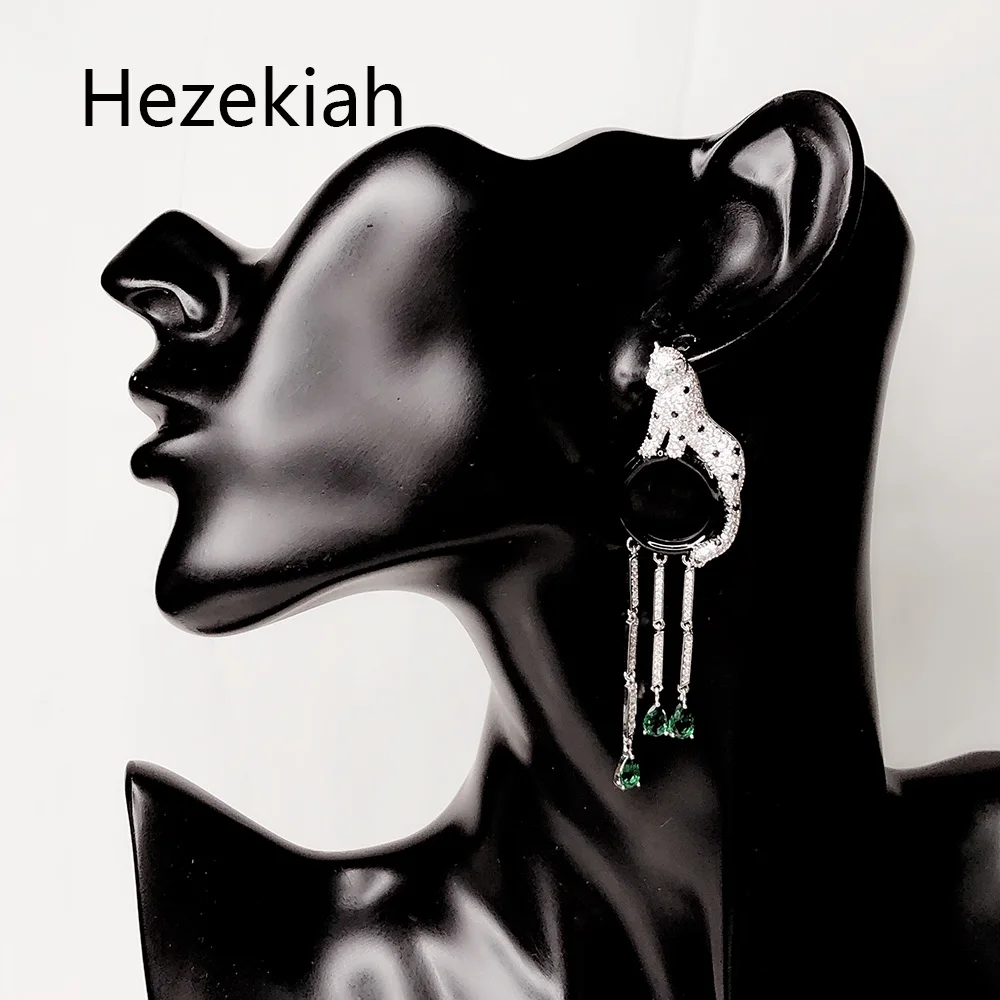 Hezekiah S925 Серебряные леопардовые серьги с кисточками Роскошные высококлассные банкетные серьги французское качество танец