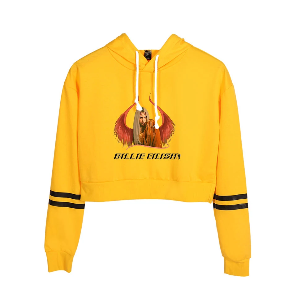 Новейший кроп-топ Billie Eilish, толстовки для женщин и девочек, модные хлопковые осенние женские толстовки с капюшоном и оранжевый свитер