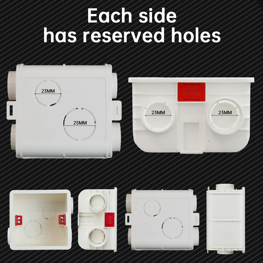 AMPCOM 86-Type PVC Internal Mount Adjustable Junction Box Hidden Concealed Wall Face plate Cassette Switch Socket Base junction box