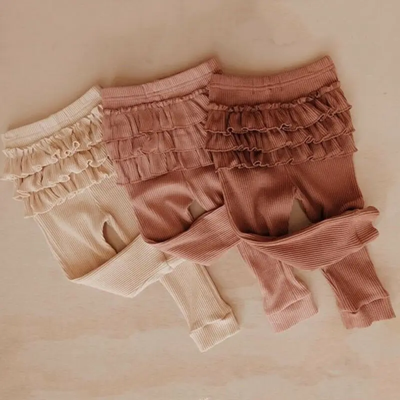 Леггинсы для новорожденных длинные штаны с оборками маленьких девочек из ПП