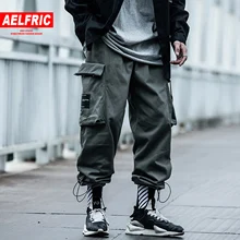 AELFRIC/мужские шаровары с большими карманами; брюки-карго в стиле Харадзюку; модная уличная одежда; спортивные штаны в стиле хип-хоп; повседневные мужские брюки для бега; большие размеры