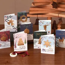 

2021 New Arrival Gold Stamping Ornament Christmas Card 3D handmade Season's Greeting Invitation Card Business Gift