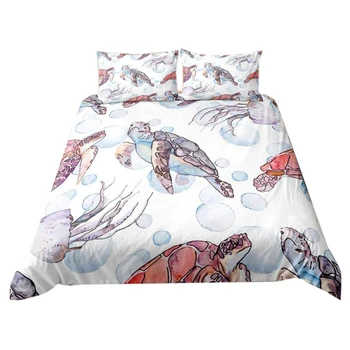 

Red Sea Turtle Bedding Turtle Duvet Cover Set Sea Turtles Printed Design Red Turtle Bedding Sets
