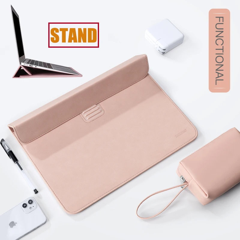 Laptop Case Bolsa de Manga para Macbook m1 Air Pro 13 15 Bolsa de Manga Notebook para Huawei Asus Dell 11 12 13.3 14 15.6 Polegadas Case Stand - Imagem 5