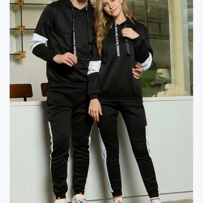 

2020 Women Casual Tracksuits Set Hooded Solid Patchwork Autumn Men's Sportswear Hoodies+Pants 2PCS Sets Hip Hop LooseTracksuits