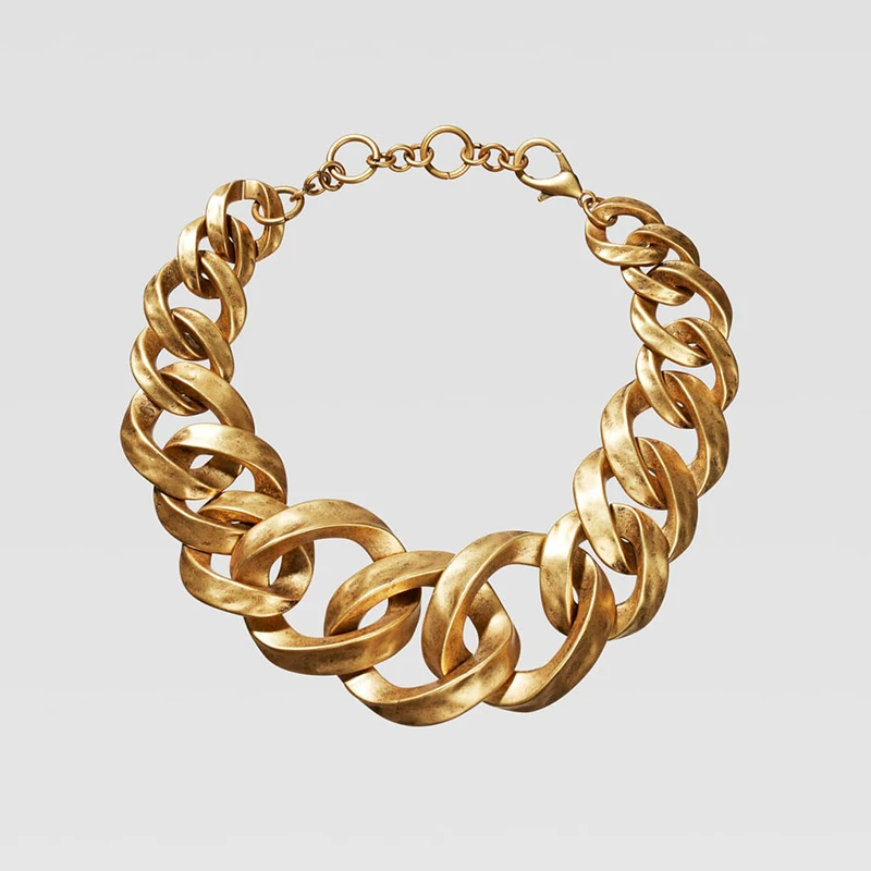 Dvacaman ZA, золотое ожерелье на цепочке, Чокеры для женщин, металлическое круглое звено, массивное ожерелье, s макси панк, модные вечерние ювелирные изделия - Окраска металла: 6