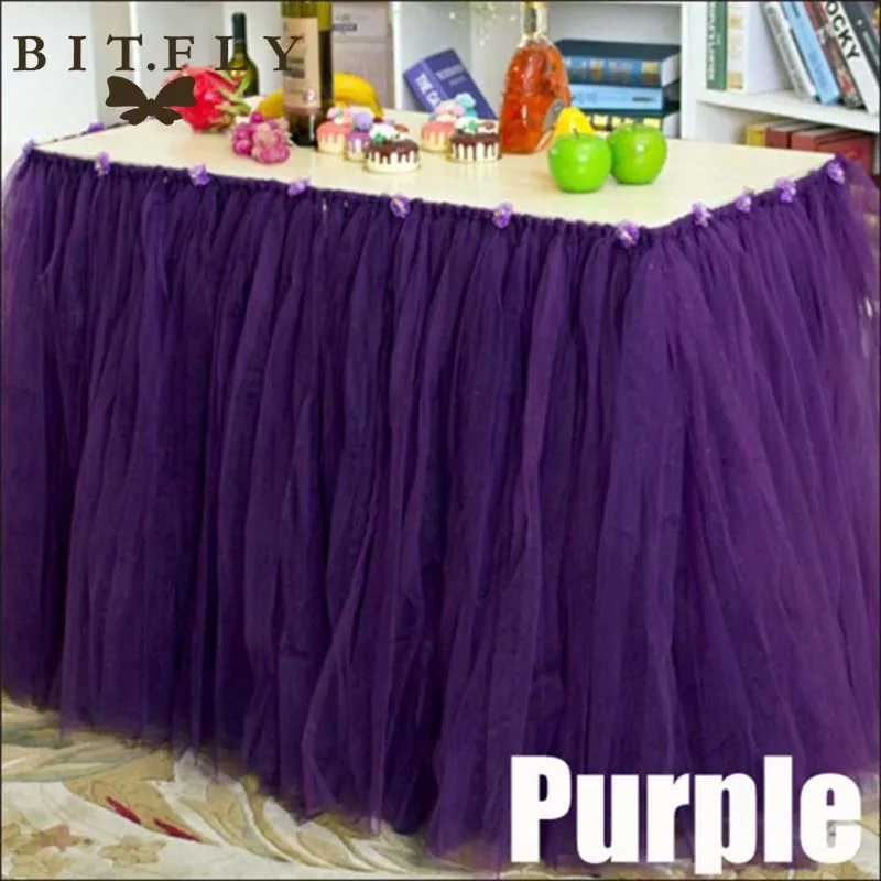 purple Высококачественная однотонная Тюлевая юбка для ресторана 100*80 см, европейский стиль, свадебные банкеты, праздничные вечерние юбки-пачки, юбка для сцены - Цвет: purple