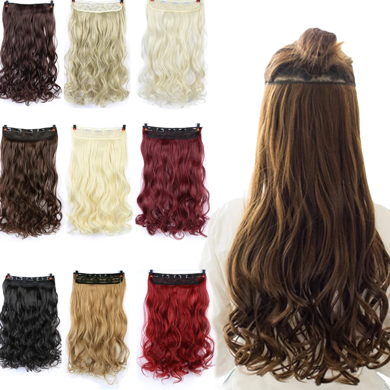 

Buqi Long Synthetic Hair Clip In Hair Extension Heat Resistant Hairpiece Natural Wavy Hair Piece