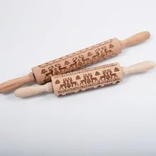 35 см/43 см Рождественская Скалка Для лося, буковая лазерная гравировка, для выпечки печенья, помадки, торта, тесто, рулон, олень, тиснение, Скалка