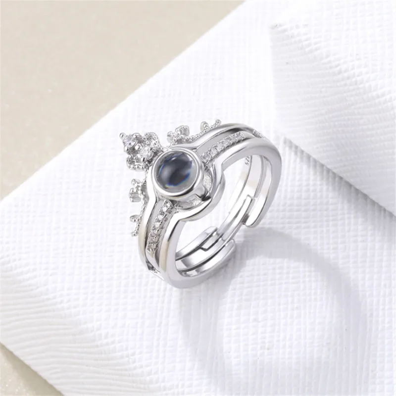 Серебряная корона из розового золота 100 языков I love you кольцо Романтическая любовь память свадебное проекционное кольцо для женщин ювелирные изделия подарки