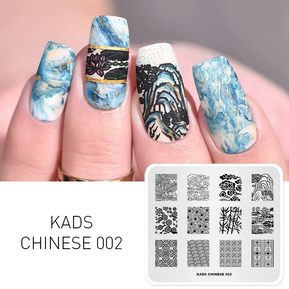 Chinese 002 KADS 21 дизайн китайская серия ногтей штамповки пластины дизайн ногтей шаблон DIY Изображение маникюрный шаблон штамповка пластины трафарет Инструменты - Цвет: Chinese 002