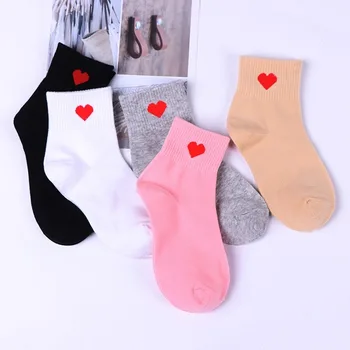 

Japanese Harajuku Style Kawaii Woman Socks Cotton with Red Love Heart Kawaii Pink Socks Women Spring Summer Calcetines Mujer 201