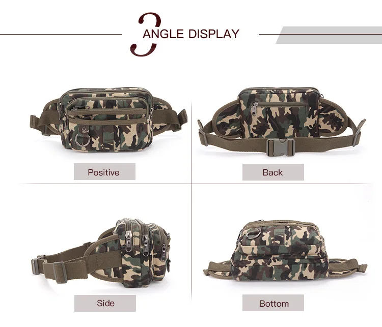 Fashion camouflage men Leisure cross section square canvas military sport waist bag
