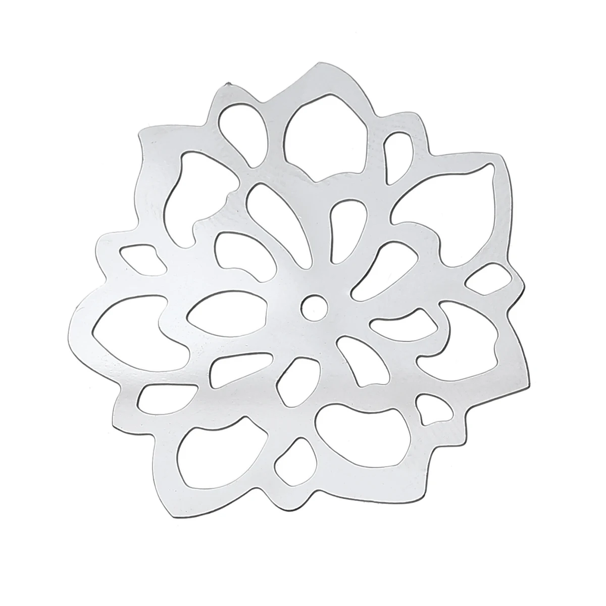 

DoreenBeads Filigree Stainless Steel Embellishments Findings Flower Silver Tone Hollow 35mm(1 3/8") x 34mm(1 3/8"), 1 Piece